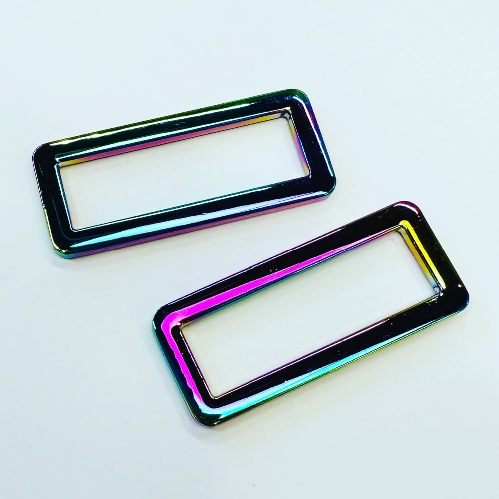 Sew Lovely Jubbly 1.5 inch Flat Rectangle Ring 38mm Hardware Rainbow Irides