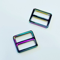 Sew Lovely Jubbly 1 inch Flat Widemouth Slider 25mm Hardware Rainbow Iridescent for Bag and Purse Making - Set of 2