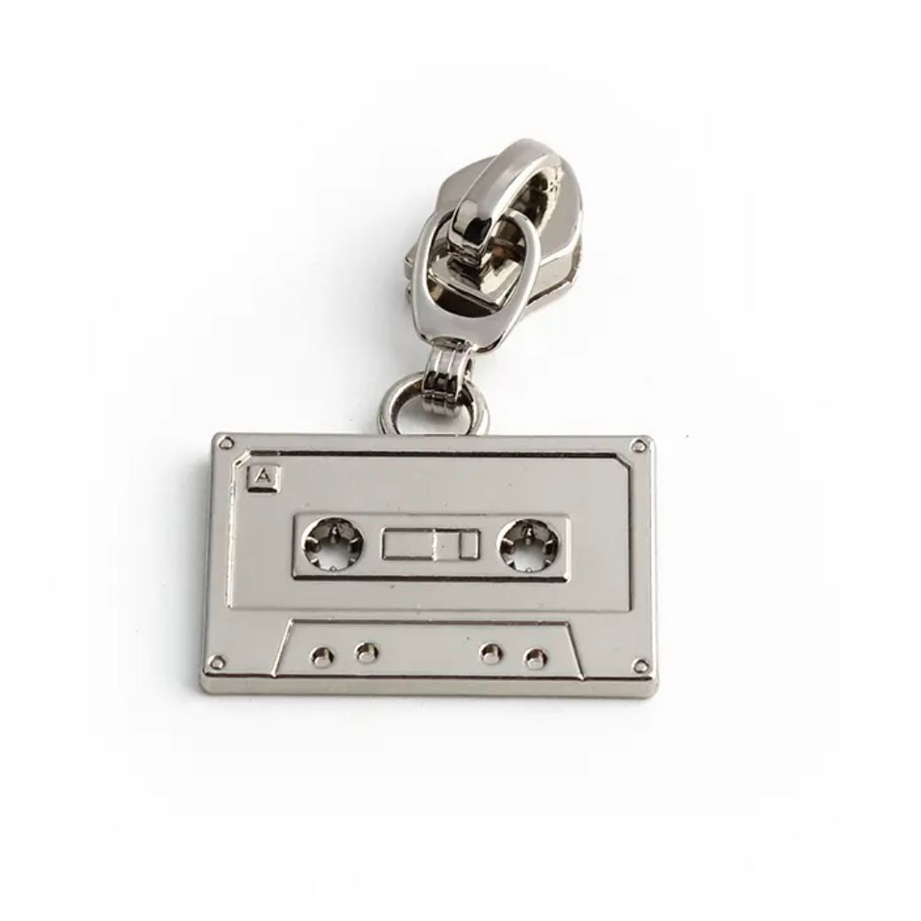 Sew Lovely Jubbly Nickel Cassette Tape Single Side #5 Zipper Pulls - Pack of 5