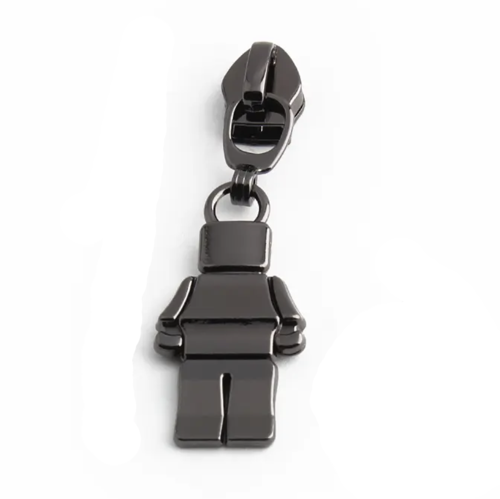 Sew Lovely Jubbly Gunmetal Block Figure #5 Zipper Pulls - Pack of 5