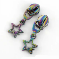 Sew Lovely Jubbly Rainbow Double Star #5 Zipper Pulls - Pack of 5