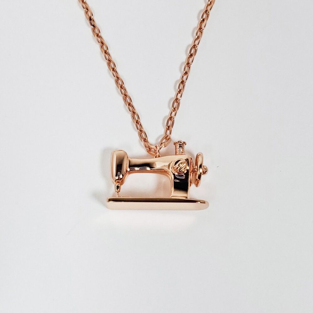 The Quilt Spot Sewing Machine Necklace - Rose Gold