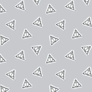 FLAW/DESTASH 1m Harry Potter Watercolor Deathly Hallows Tossed Grey Hogwarts Magical Wizard Witch Cotton Fabric Wizarding World Collection