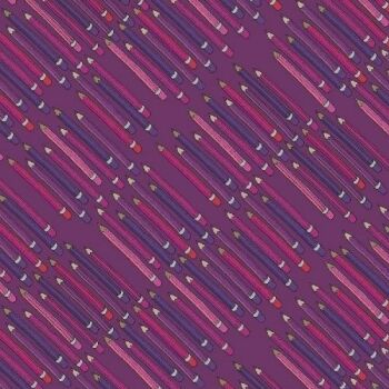 DESTASH 1m Pencil Club Pencils in Aubergine Heather Givans Stationery Cotton Fabric