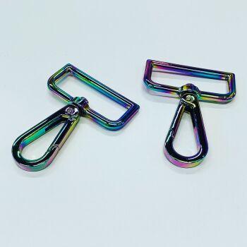 Sew Lovely Jubbly 1.5 inch Swivel Snap Hook 38mm Hardware Rainbow Iridescent for Bag and Purse Making - Set of 2