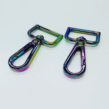 Sew Lovely Jubbly 1 inch Swivel Snap Hook 25mm Hardware Rainbow Iridescent for Bag and Purse Making - Set of 2