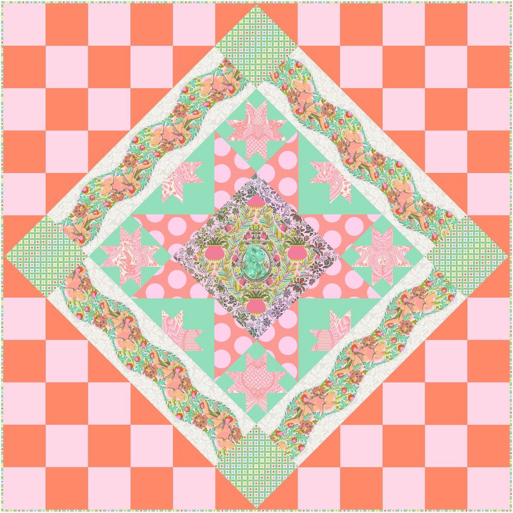 PRE-ORDER MAY 2023 Tula Pink ROAR! Aster Persimmon Quilt Kit £330 by FreeSp