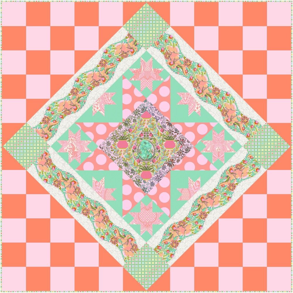 PRE-ORDER MAY 2023 Tula Pink ROAR! Aster Persimmon Quilt Kit £330 by FreeSp