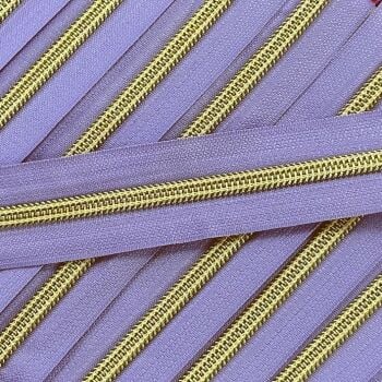 Sew Lovely Jubbly Lilac #5 Nylon Coil Zipper with Gold Coil - Precut 2 Metres Continuous Length Handbag Zip - No Pulls
