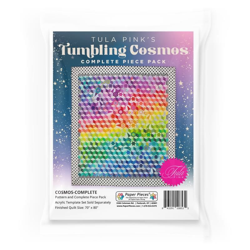 Tula Pink Tumbling Cosmos Quilt Pattern & Complete EPP English Paper Piecing Paper Piece Pack