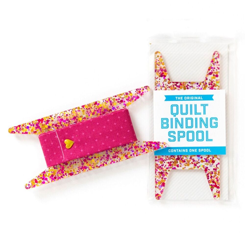 The Original Quilt Binding Spool by Stitch Supply Co - Pink & Gold Glitter 
