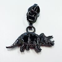 Sew Lovely Jubbly Gunmetal Triceratops Dinosaur #5 Zipper Pulls - Pack of 5