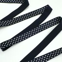 Sew Lovely Jubbly 5/8 inch 15mm Fold-Over Elastic Black Polka Dot - sold per yard