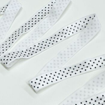 Sew Lovely Jubbly 5/8 inch 15mm Fold-Over Elastic White Polka Dot - sold per yard