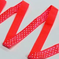 Sew Lovely Jubbly 5/8 inch 15mm Fold-Over Elastic Coral Polka Dot - sold per yard