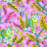 PRE-ORDER AUGUST 2024 Tula Pink Tabby Road Deja Vu Club Kitty Electroberry Cotton Fabric