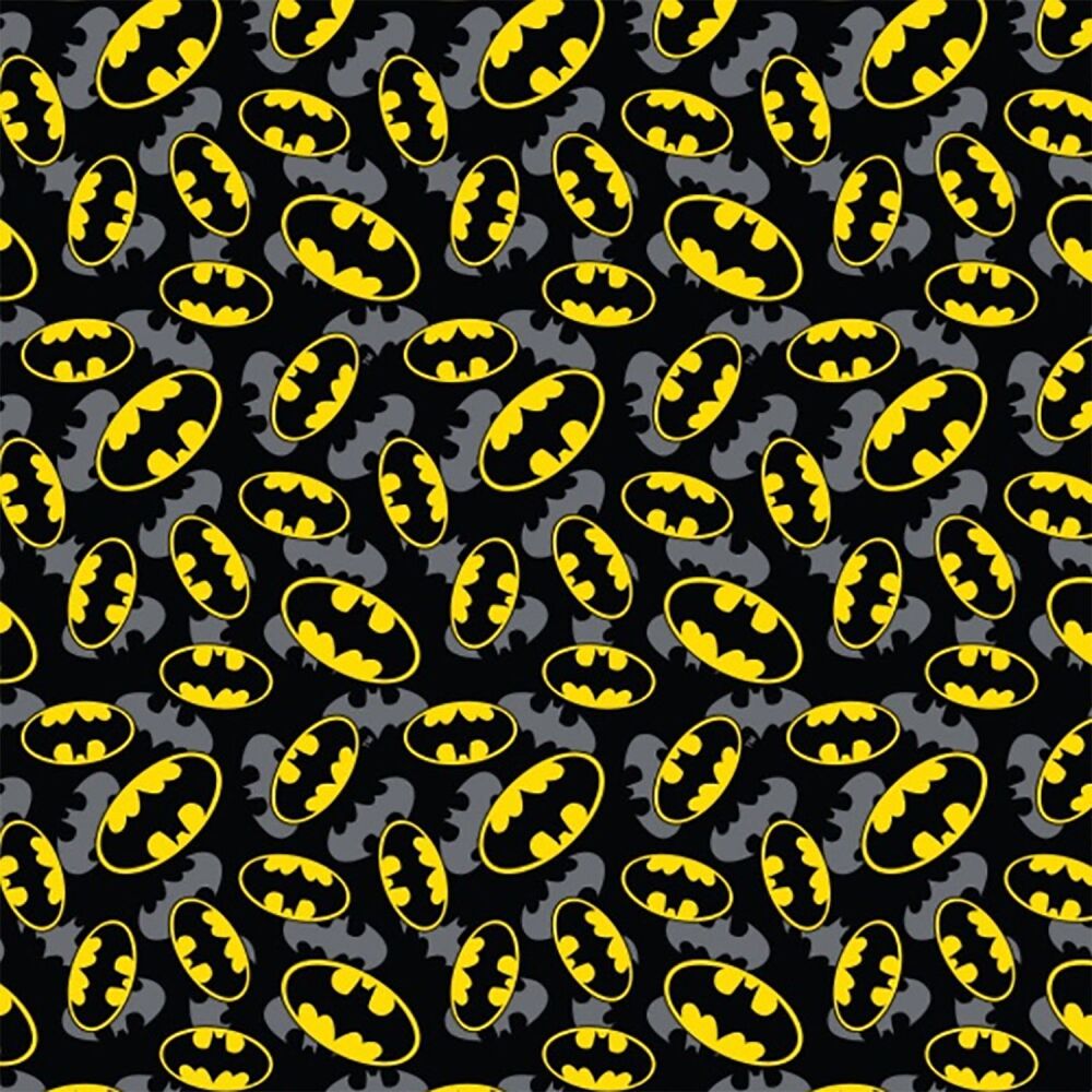 DC Comics Batman Logo Overlay Bats Justice League Cotton Fabric per half metre