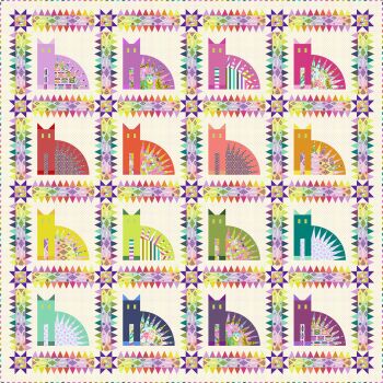 ORDER SEPARATELY PRE-ORDER AUGUST 2024 Tula Pink Tabby Road Deja Vu Curiosity Quilt Kit £350 - Pattern available online from FreeSpirit Fabrics