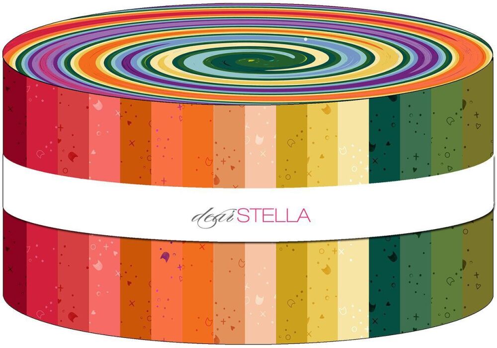 Dear Stella Pammie Jane Kitty Litter Design Roll Rainbow 40 Quilting Strips