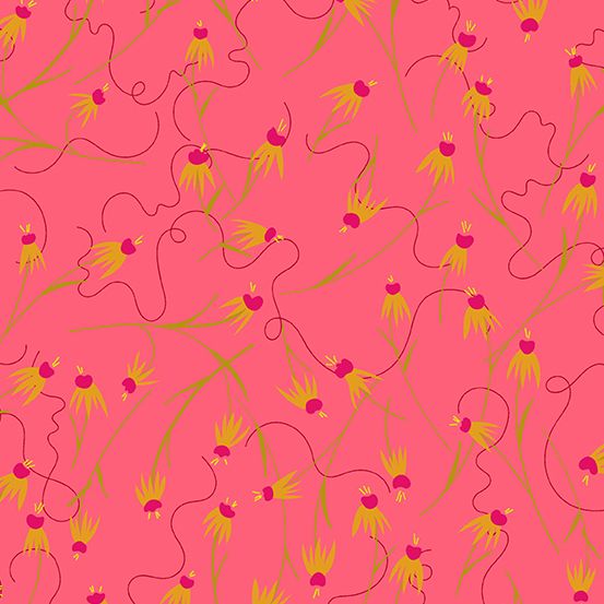 Wildflowers Coneflowers Coral Alison Glass 671E Cotton Fabric