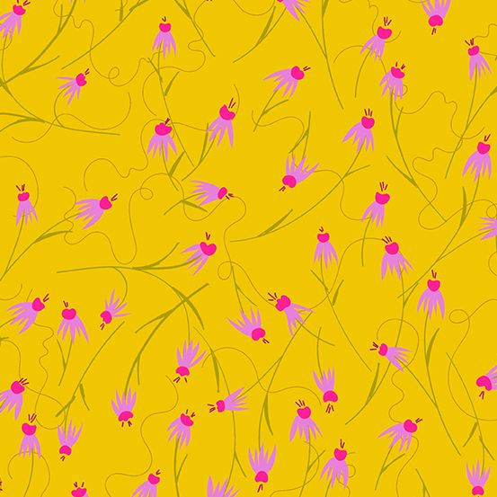 Wildflowers Coneflowers Sunshine Alison Glass 671Y Cotton Fabric