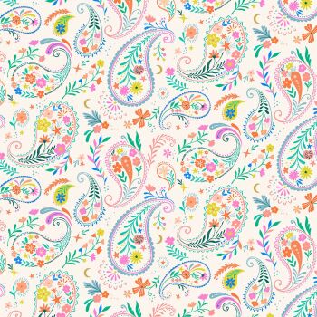 Songbird by Bethan Janine Paisley Ecru 2421 Dashwood Cotton Fabric
