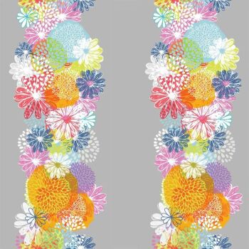 DESTASH 36cm In The Beginning Doodle Blossoms Floral Vertical Stripe Rainbow Cotton Fabric