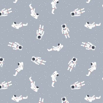 DESTASH 1.35m Out of this World with NASA Astronauts Grey Space Stars Astronaut Cotton Fabric