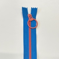 Resin Zipper Nylon Closed End Zip 20cm Pouch Zipper Zip Ring Pull -  Blue Tape Coral Teeth and Pull