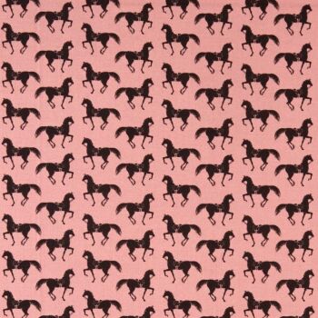 LAST FAT QUARTER Best In Show by Sara Berrenson Riding Club Pink Cantering Horses Cotton Fabric