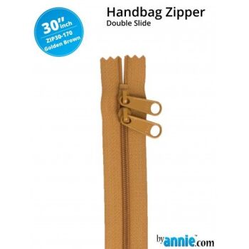 By Annie 30" Handbag Zipper Double Slide Golden Brown Zip