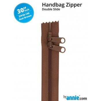 By Annie 30" Handbag Zipper Double Slide Seal Brown Zip