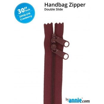 By Annie 30" Handbag Zipper Double Slide Cranberry Zip