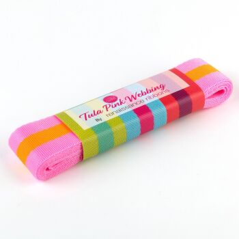 Tula Pink Webbing - 1.5" Soft Pink and Tangerine Orange by Renaissance Ribbons - 2 yard pack