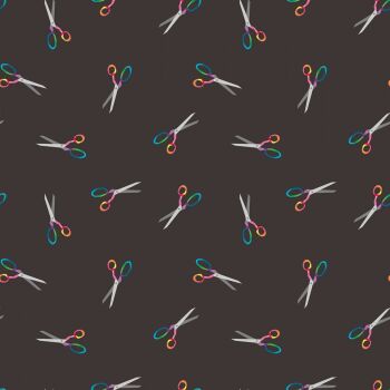 Make Snip Snip Black Geo Scissors Rainbow by Kristy Lea Cotton Fabric