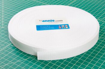 By Annie Strapping 1 Inch Wide White - Bag Handles and Straps Webbing White Polypropylene Polypro - Per 50 yd Roll
