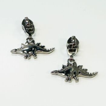 Sew Lovely Jubbly Nickel Stegosaurus Dinosaur #5 Zipper Pulls - Pack of 5