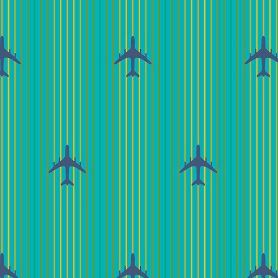 Postmark Air Mail Teal Alison Glass 1128-T Cotton Fabric
