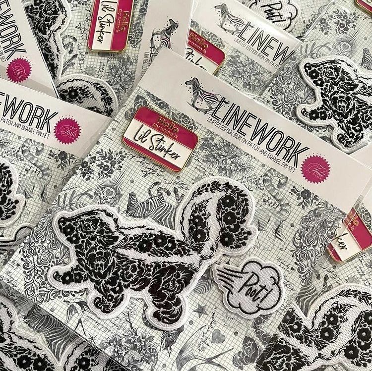 UK Exclusive Limited Edition Tula Pink Lil' Stinker Iron On Patch and Ename