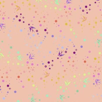 DESTASH 70cm Tula Pink True Colors Fairy Dust Sherbet Swallows Spots Stars Cotton Fabric