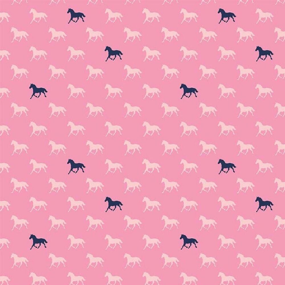 DESTASH 84cm Derby Style Horses Pink by Riley Blake Designs Cotton Fabric