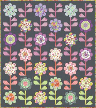 ORDER SEPARATELY PRE-ORDER NOVEMBER 2024 Tula Pink Untamed Blooming Bouquet Dark  Quilt Kit £280 - Pattern available online from FreeSpirit Fabrics