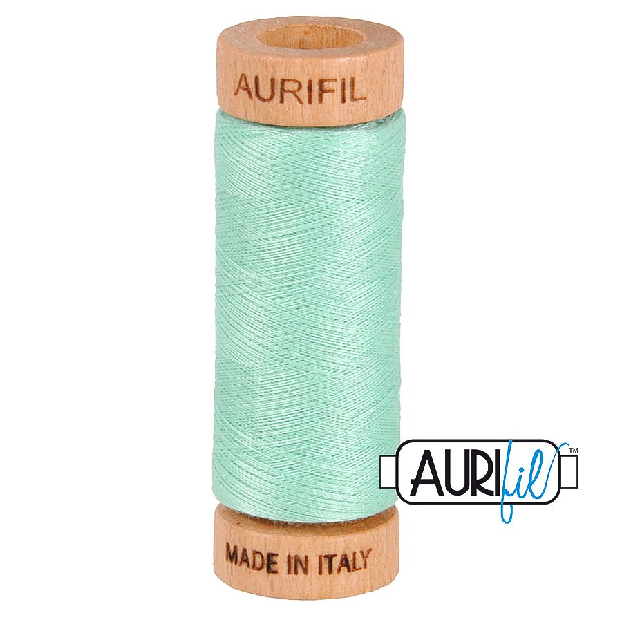 Aurifil 80wt Cotton Thread Small Spool 275m 300 yard 2835 Medium Mint