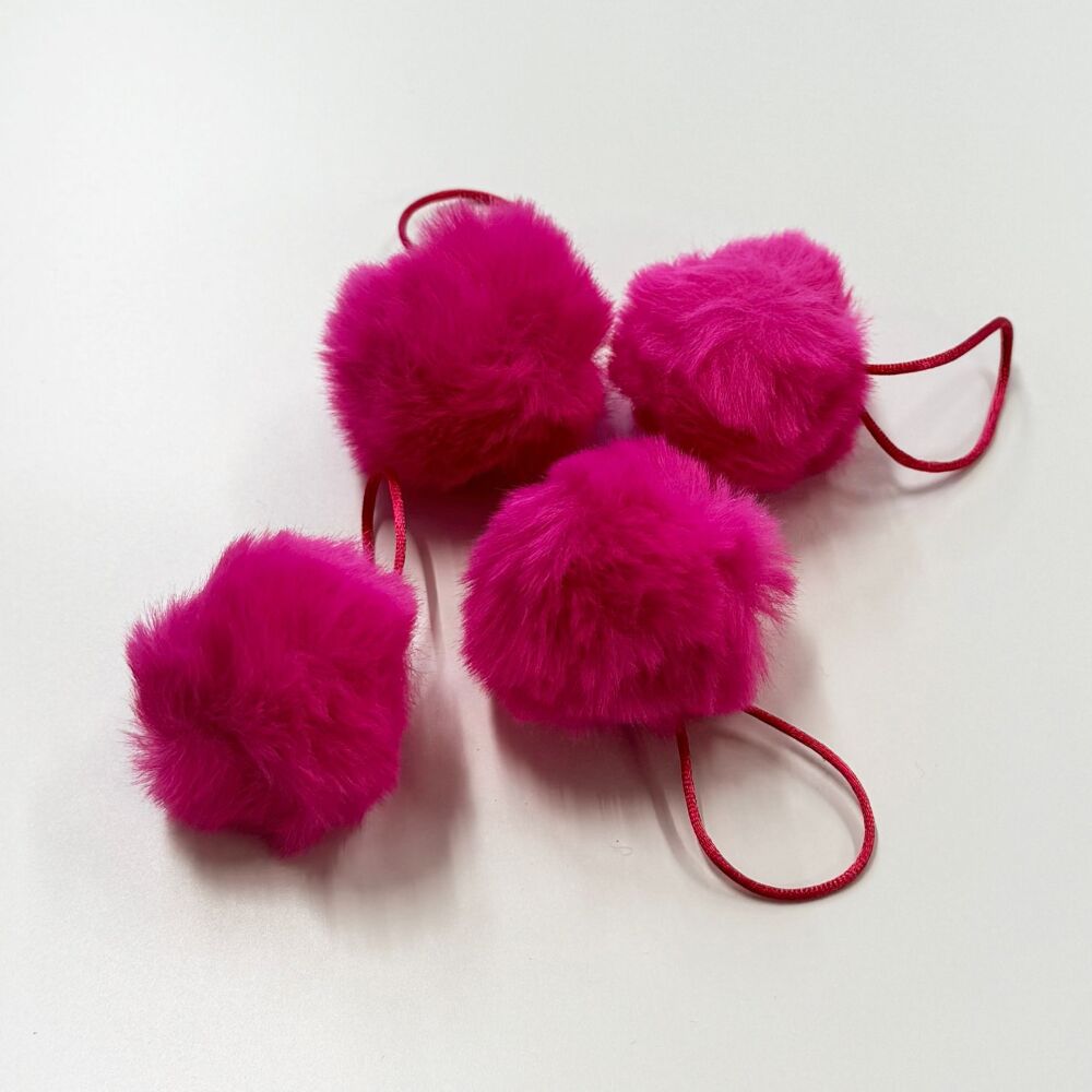 Sew Lovely Jubbly Furry Balls - Hot Pink Faux Fur Pom Pom Zipper Charm - Pack of 4