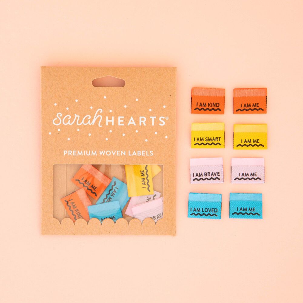 Sarah Hearts Affirmations Multipack - Sewing Woven Clothing Label Tags - 8 