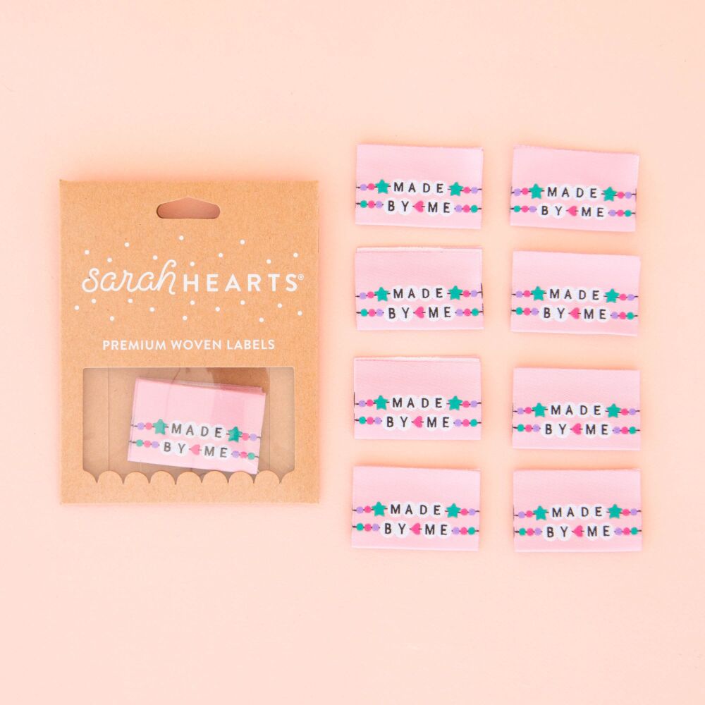 Sarah Hearts "Made By Me" Friendship Bracelet - Sewing Woven Clothing Quilt Project Label Tags - 8 Pack