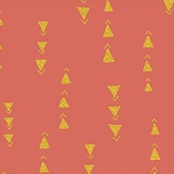 DESTASH 1.78m Juniper by Jessica VanDenburgh Points Coral Metallic Gold Geometric Triangles Cotton Fabric