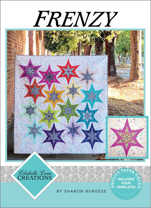 Lilabelle Lane Creations Frenzy Quilt Pattern, Complete EPP English Paper Piecing Paper Piece & Template Pack