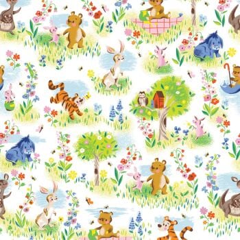 100 Aker Woods Main White Winnie the Pooh by Jill Howarth Cotton Fabric