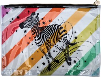 Tula Pink Read Between The Lines Zebra Rainbow Large Pouch Project Bag with Gusset